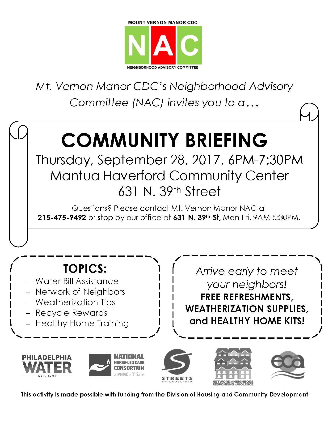 September 28 Community Briefing Flyer